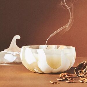 Anthropologie Gourmand Pumpkin Spice & Black Walnut Glass Pumpkin Candle